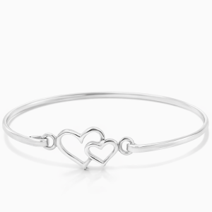 925 DBL HEART HINGED BANGLE - 12MM - 60DIA - 5.6g <br/>18010.60