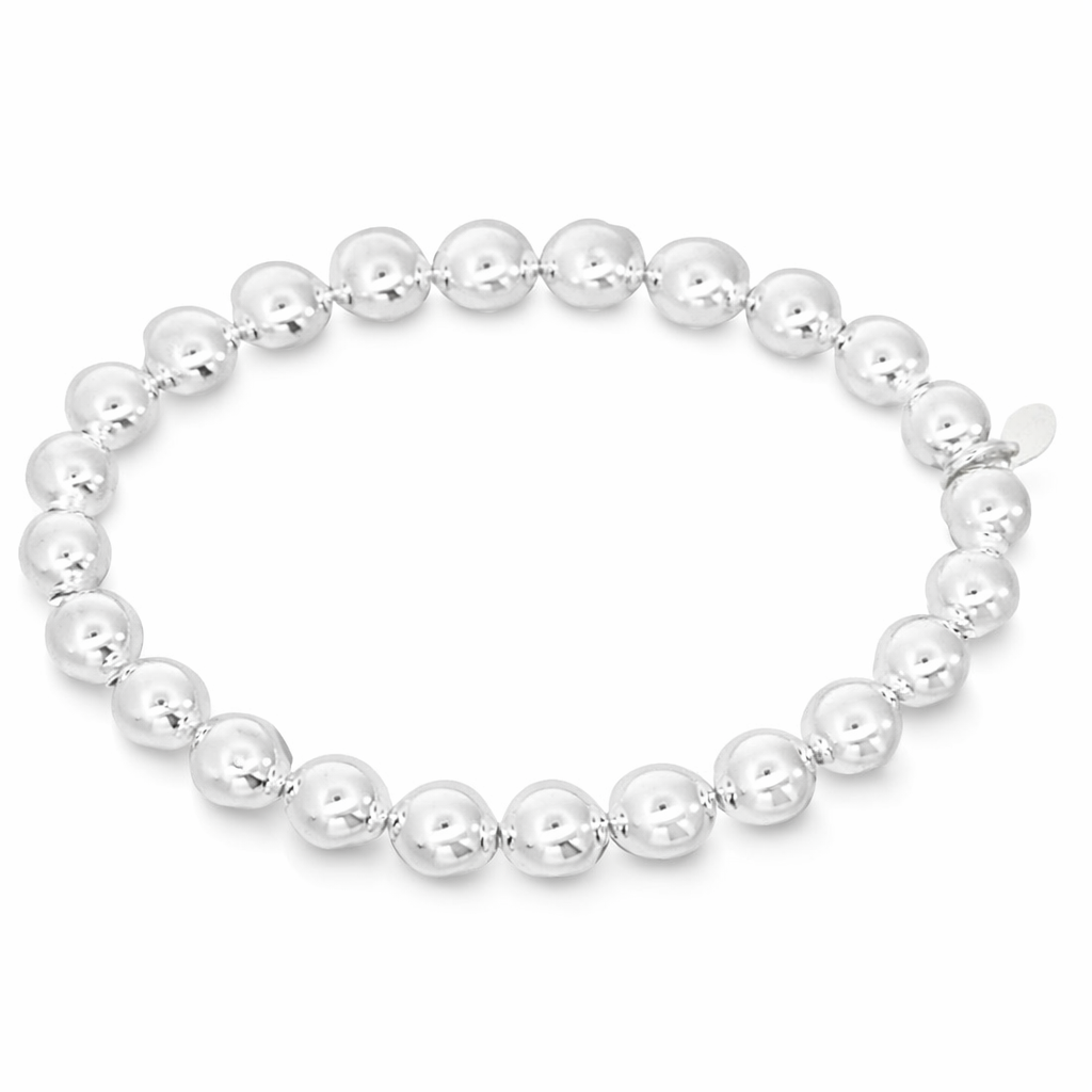 925 PLAIN HOLLOW BALLS ON ELASTIC BRAC - 8MM 16.7g <br/>18015