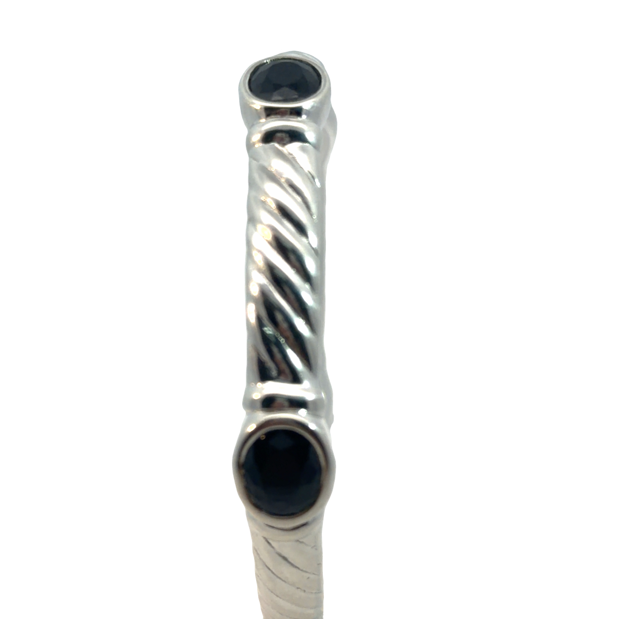 925 OVAL BLACK CZ ROPE ETCH BANGLE - 11MM - 11.5g - Image 2