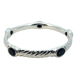 925 OVAL BLACK CZ ROPE ETCH BANGLE - 11MM - 11.5g