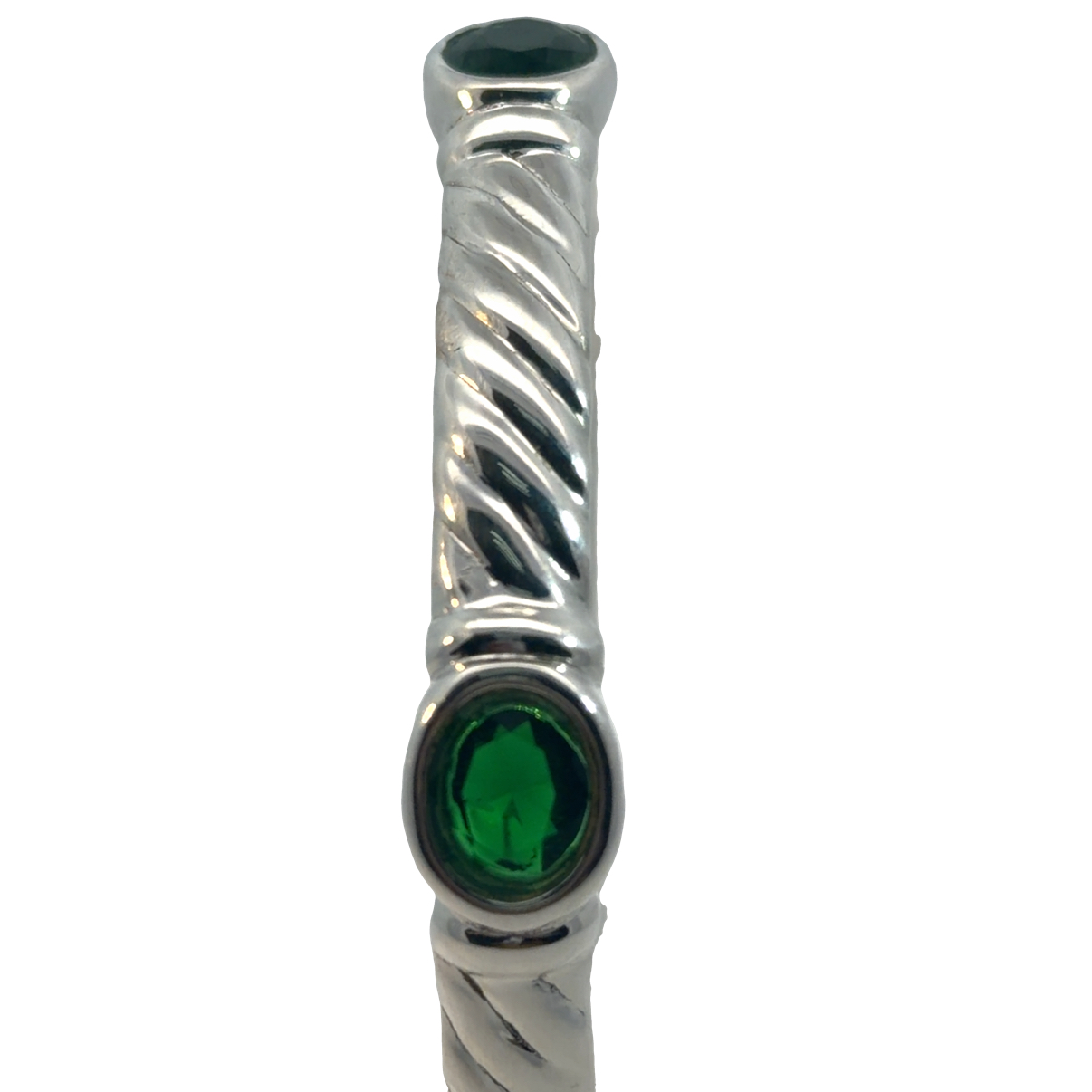 925 OVAL GREEN CZ ROPE ETCH BANGLE - 11MM - 16.5g - Image 2