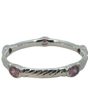 925 OVAL PINK CZ ROPE ETCH BANGLE - 11MM - 16.5g