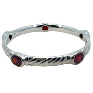 925 OVAL RED CZ ROPE ETCH BANGLE - 11MM - 16.5g