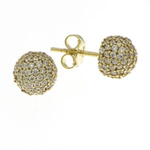 9CT YG CZ PAVE CLUSTER BALL STUDS - 8MM - 2.75g <br/>1935