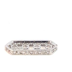 PEWTER RHD PL CZ PAVE HECTAGON BAR - 4 EYES 22X3 <br/>20023
