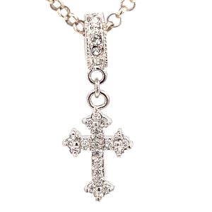 PEWTER RHD PL SPACER WITH CZ PAVE CROSS - 29X11 <br/>20025