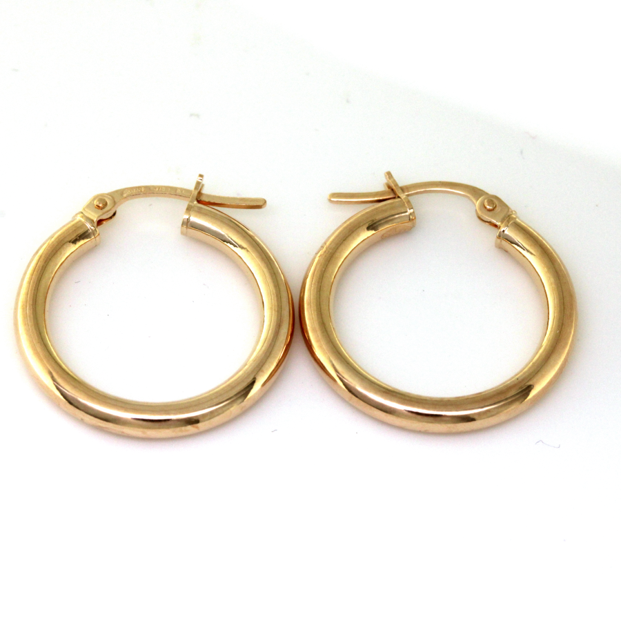 9CT YG HOL RND TUBE HINGE HOOPS - 21X2.5 - 1.1g <br/>2006 - Image 2