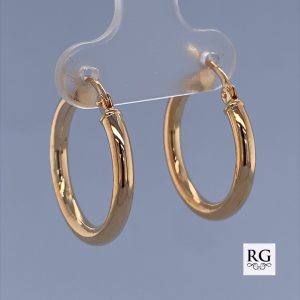 9CT YG HOL RND TUBE HINGE HOOPS - 21X2.5 - 1.1g  <br/>2006