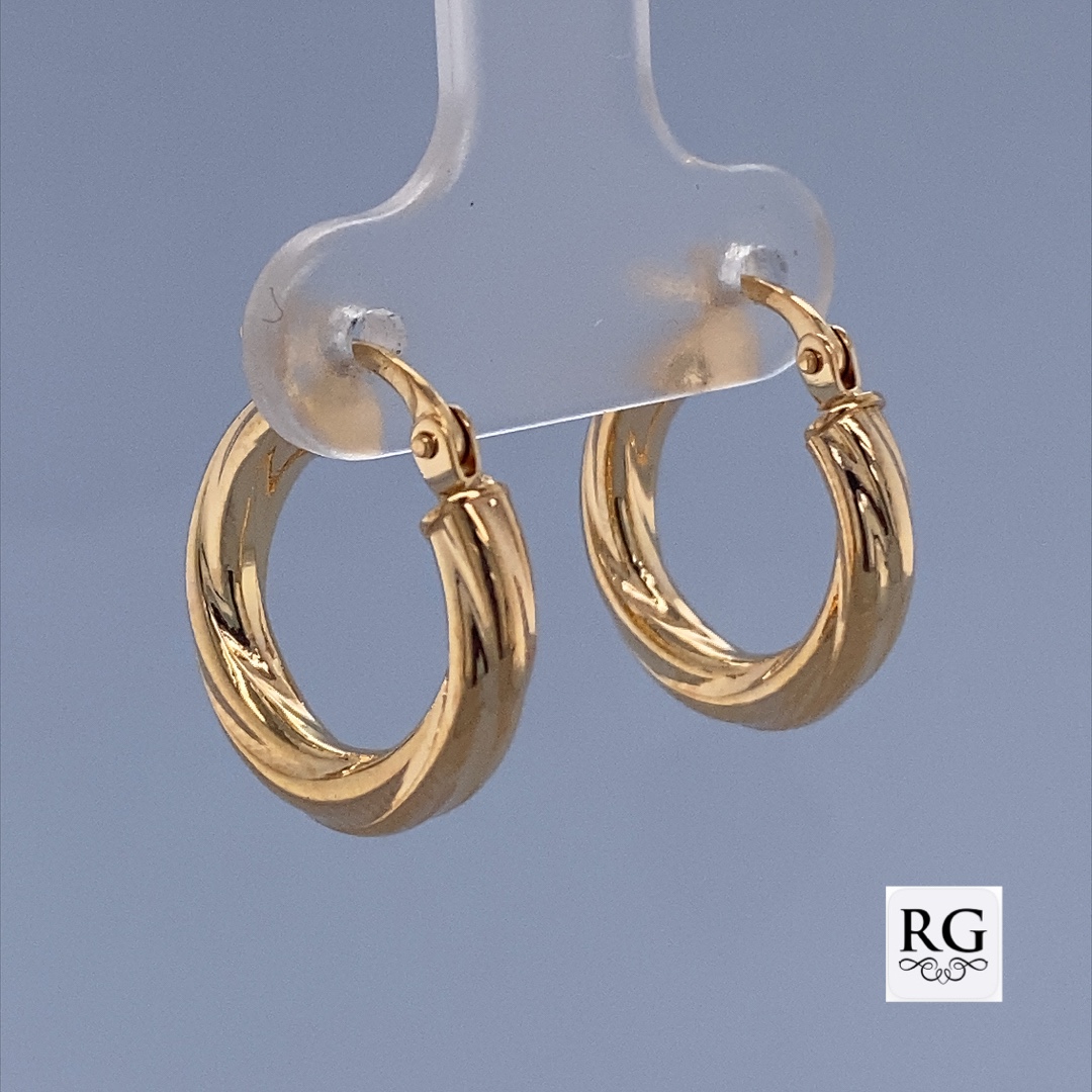 9CT YG HOL TWISTED TUBE HINGE HOOPS - 16X3 - 0.9g <br/>2025