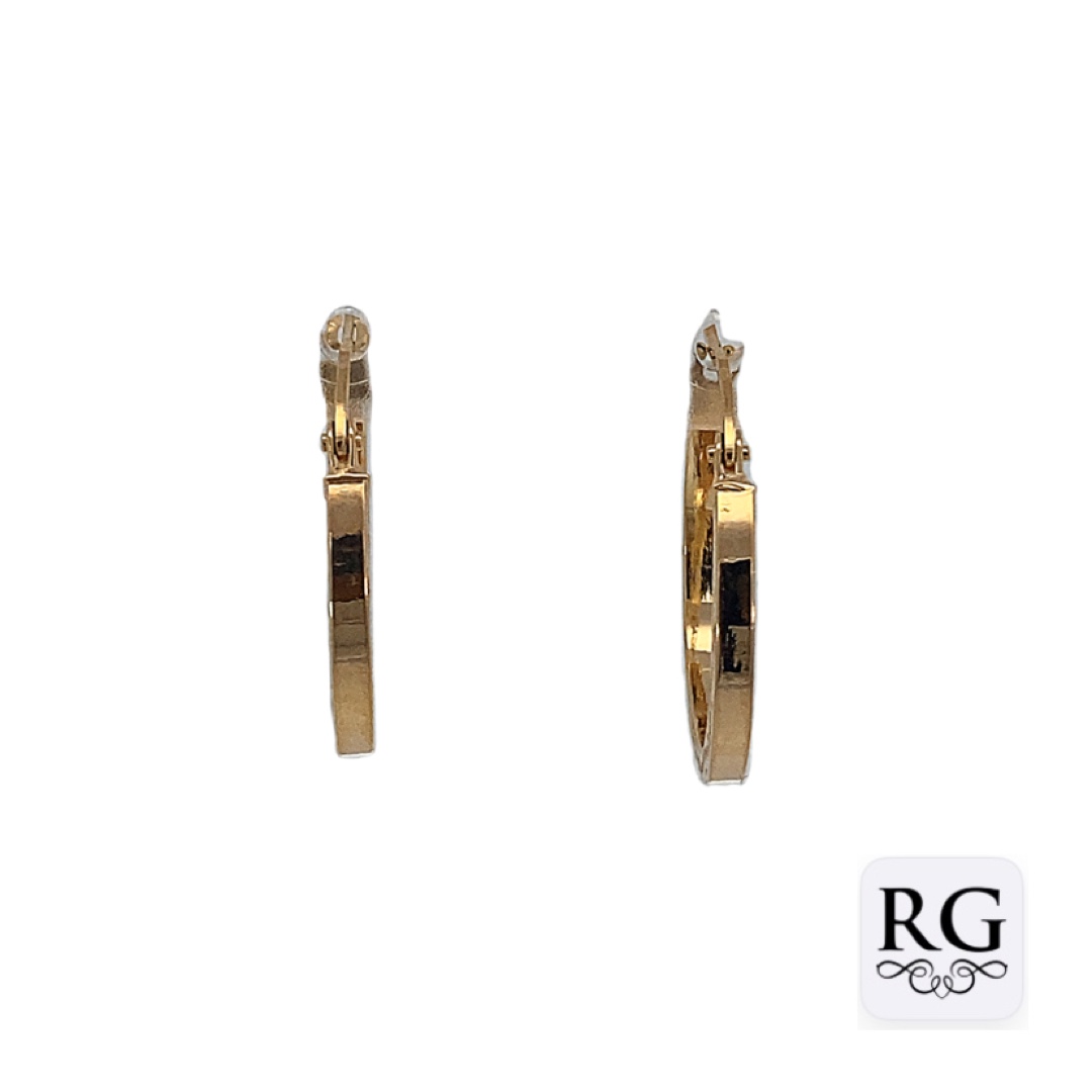 9CT YG ETCHED SQ TUBE HINGE HOOPS - 20X2 - 1.3g <br/>2048 - Image 2