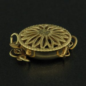 14/20 GLD PL RND CLASP - 12mm - 3 EYE <br/>20529