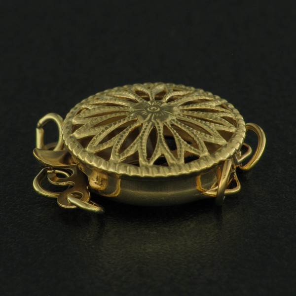 14/20 GLD PL RND CLASP - 12mm - 3 EYE <br/>20529