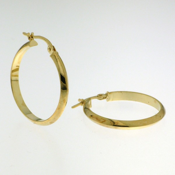 9CT YG HOLLOW D-SHAPE HINGE HOOPS - 22X3 - 1.4g <br/>2072 - Image 2