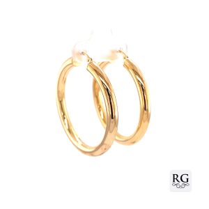 9CT YG HOLLOW D-SHAPE HINGE HOOPS - 22X3 - 1.4g <br/>2072