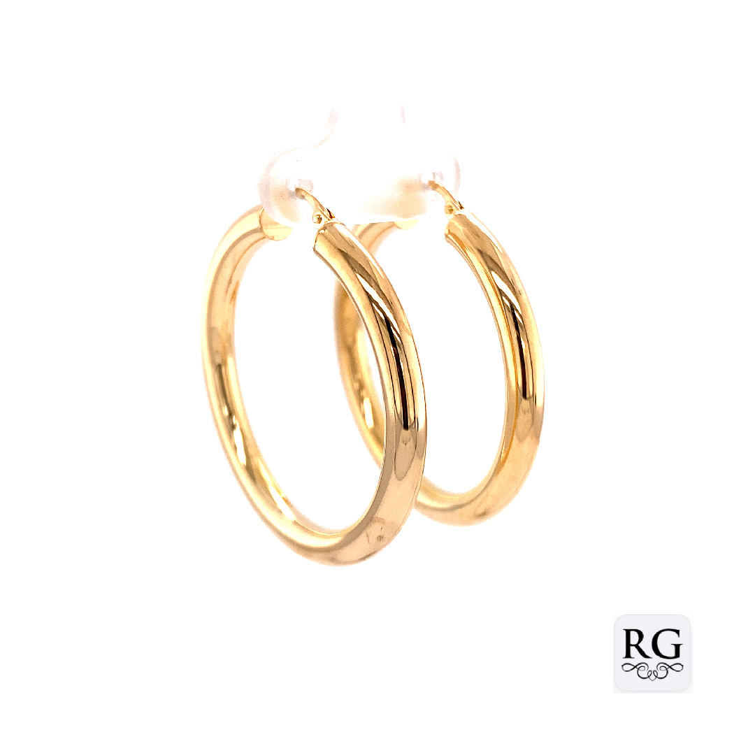 9CT YG HOLLOW D-SHAPE HINGE HOOPS - 22X3 - 1.4g <br/>2072