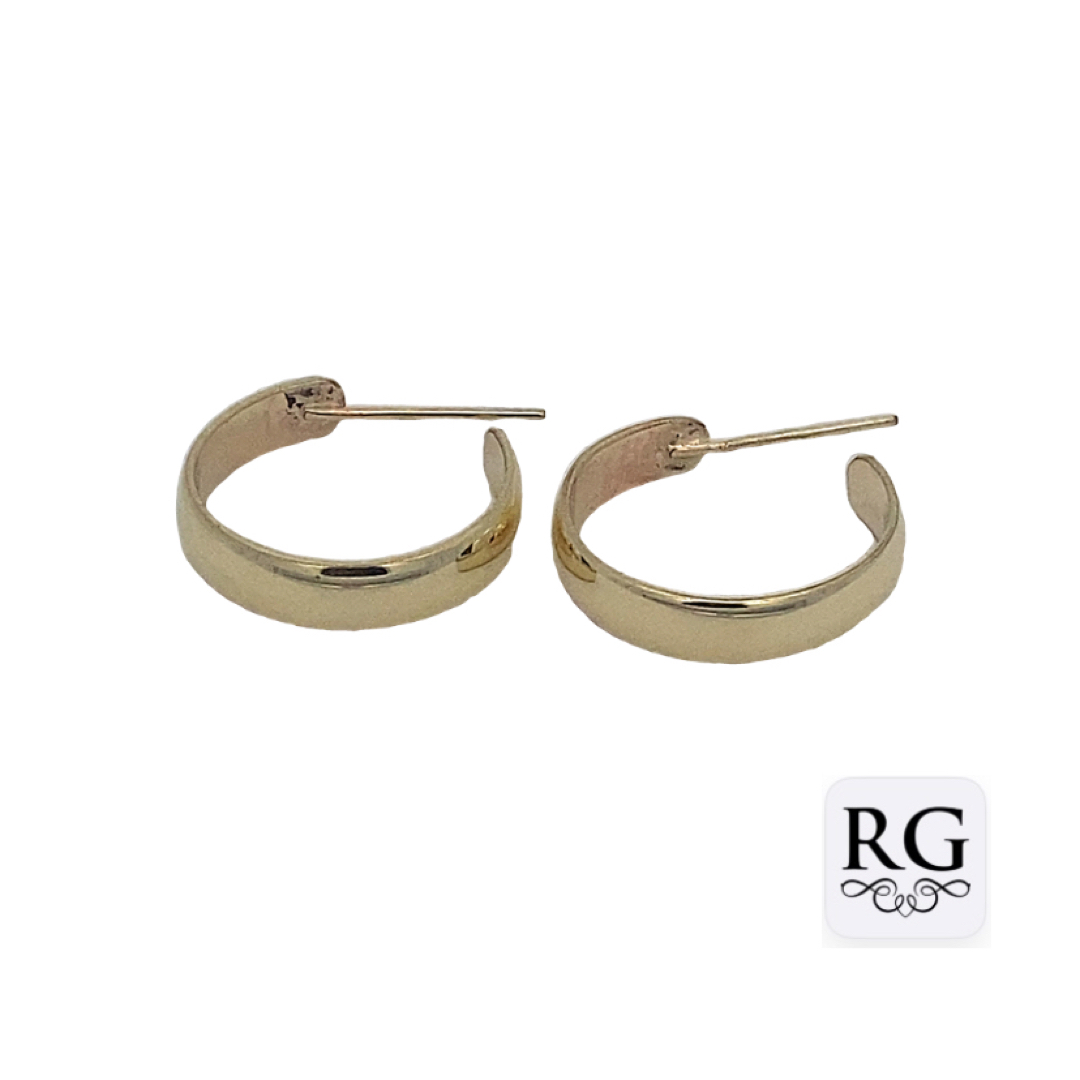 9CT YG PLAIN D-SHAPE HALF HOOPS - 18X4 - 3.6g <br/>2078 - Image 2
