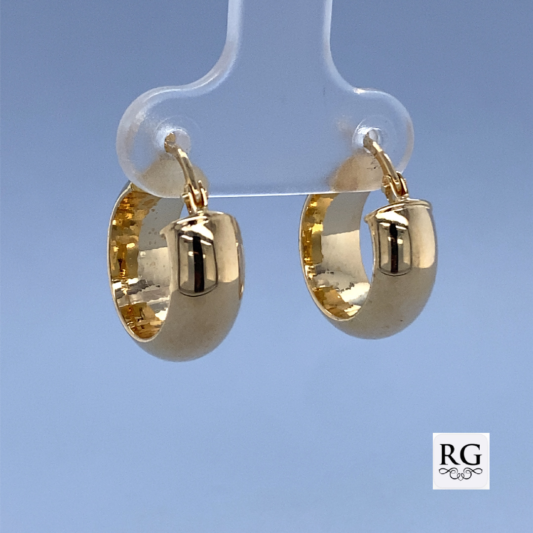 9CT YG HOLLOW D-SHAPE HINGE HOOPS - 15X6 - 1.45g <br/>2120