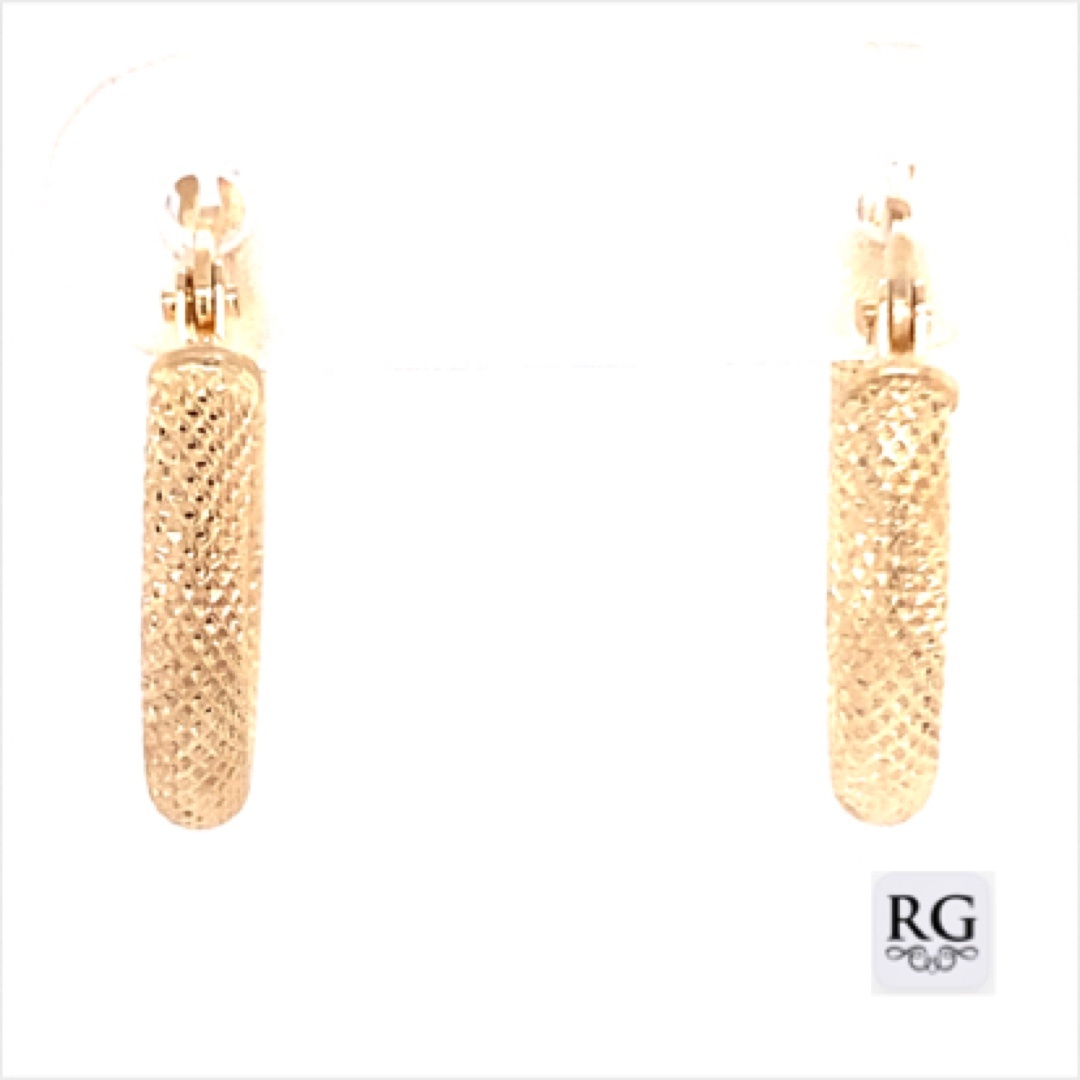9CT YG HOL MESHED TUBE HINGE HOOPS - 15X3 0.79g <br/>2122 - Image 3