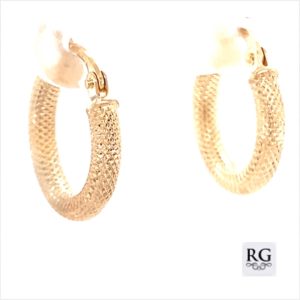 9CT YG HOL MESHED TUBE HINGE HOOPS - 15X3  0.79g <br/>2122