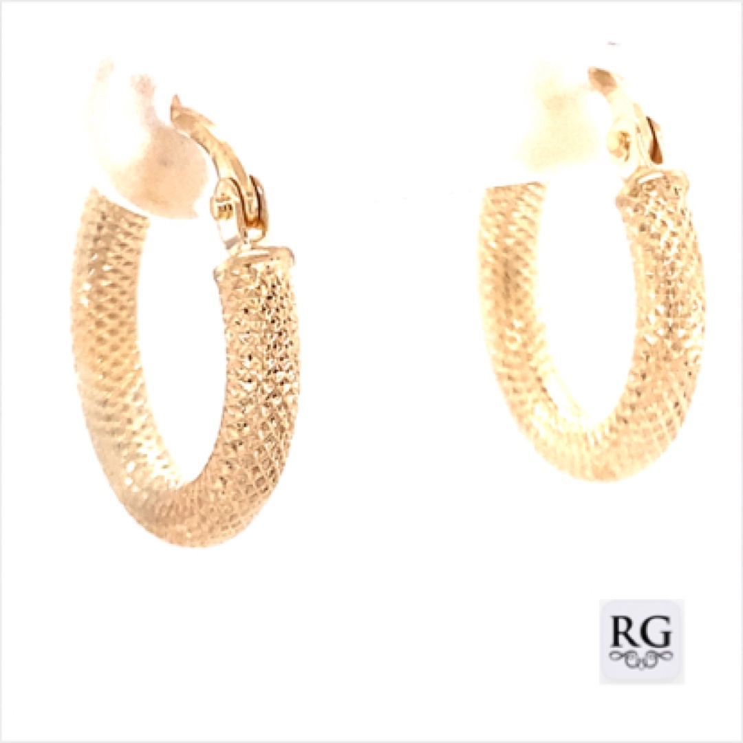 9CT YG HOL MESHED TUBE HINGE HOOPS - 15X3 0.79g <br/>2122