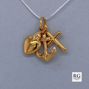9CT YG HOLLOW LOVE HOPE FAITH CHARM - 0.94g <br/>222