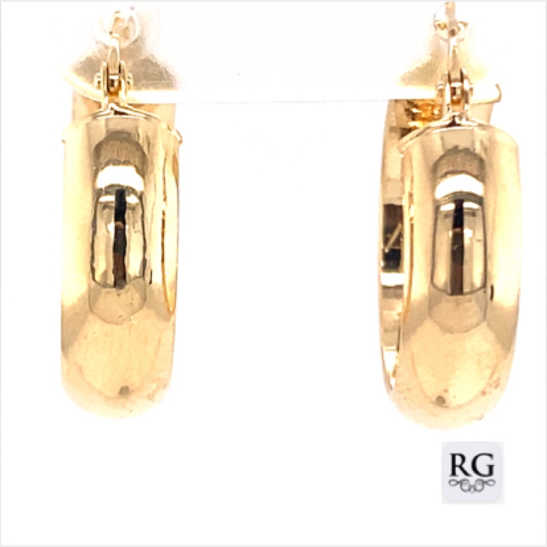 9CT YG HOLLOW D-SHAPE HINGE HOOPS - 20X6 - 1.9g <br/>2261 - Image 3