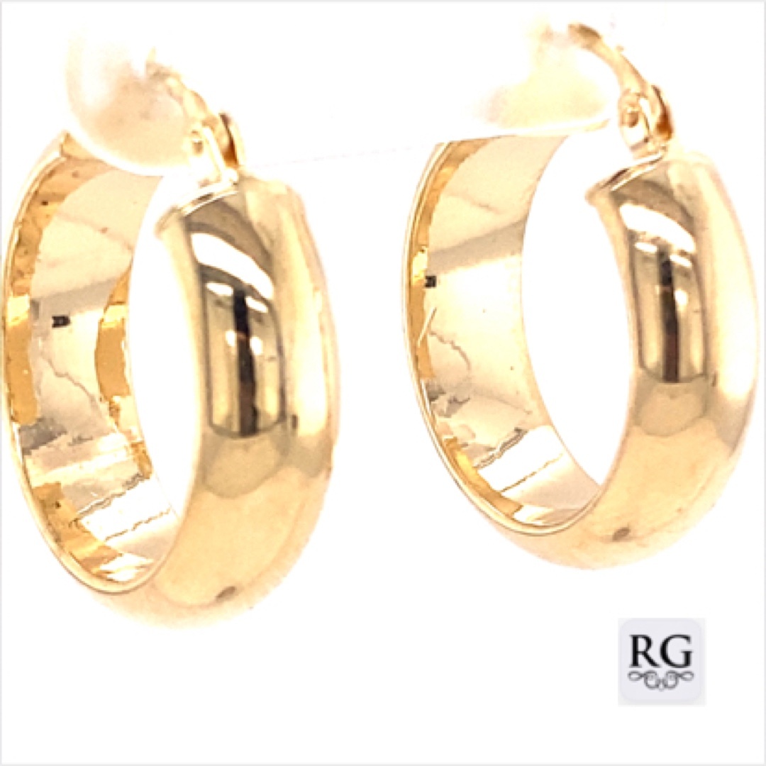 9CT YG HOLLOW D-SHAPE HINGE HOOPS - 20X6 - 1.9g <br/>2261