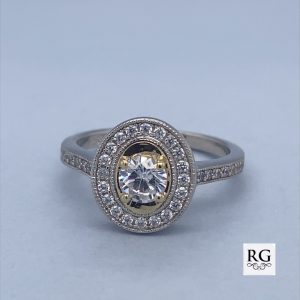 9CT+925 OVAL CZ PAVE MILLGRAIN DRESS RING - 12MM <br/>3031