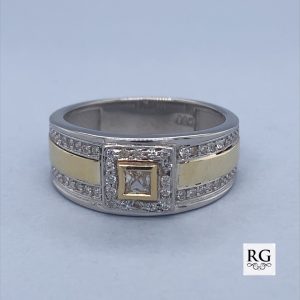 9CT+925 SQ CZ PAVE DRESS BAND RING - 9MM <br/>3032