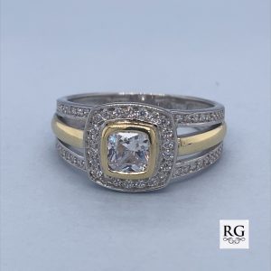 9CT+925 SQ CZ PAVE DRESS BAND RING - 11MM <br/>3033
