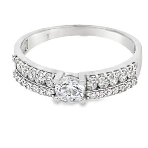 9CT WG CZ PAVE CLAW SET DRESS RING - 4MM - R <br/>3522W-R