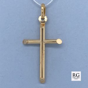 9CT YG HOLLOW BEVEL EDGE CROSS - 34X17 - 0.8g <br/>516