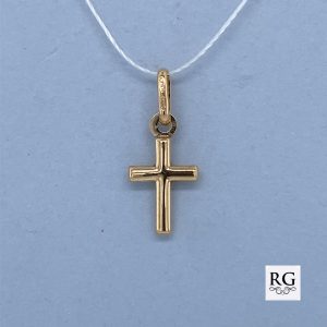 9CT YG PLAIN HOLLOW RND TUBE CROSS - 20X8 - 0.32g <br/>538