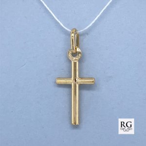 9CT YG HOLLOW RND TUBE CROSS - 25X10 - 0.7g <br/>542