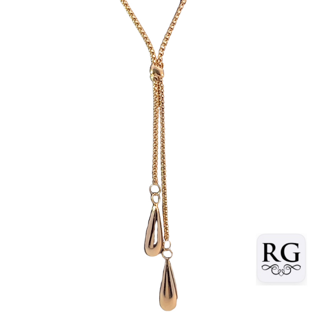 9CT YG DBL TEARDROP CHARM ON POPCORN CHAIN - 3.86g <br/>5502.45 - Image 2
