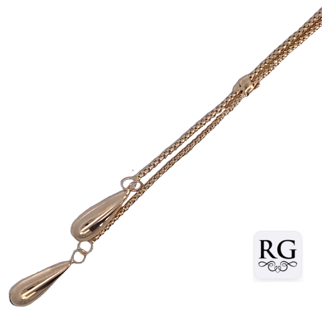 9CT YG DBL TEARDROP CHARM ON POPCORN CHAIN - 3.86g <br/>5502.45