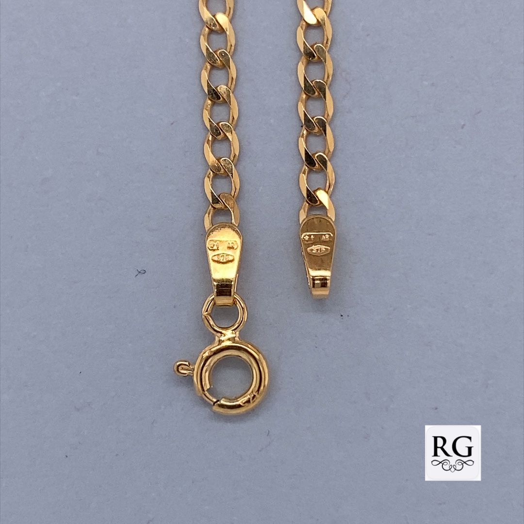 9CT YG CURB LINK BRACELET+CHAIN - 2.4MM <br/>5504 - Image 2