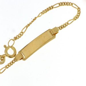 9CT YG ID 5X1 FIG BABY BRACELET 5MM - 16CM - 1.8g <br/>5508.16