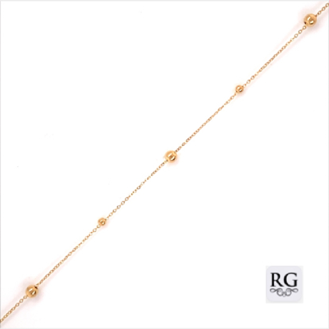 9CT YG BALLS ON ANCHOR BRACELET+CHAIN - 3MM <br/>5515 - Image 2