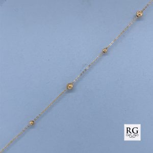 9CT YG BALLS ON ANCHOR BRACELET+CHAIN - 3MM <br/>5515
