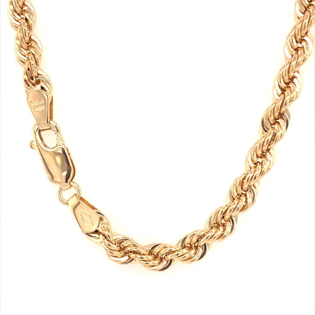 9CT YG ROPE BRACELET+CHAIN - 4.3MM <br/>5528 - Image 2