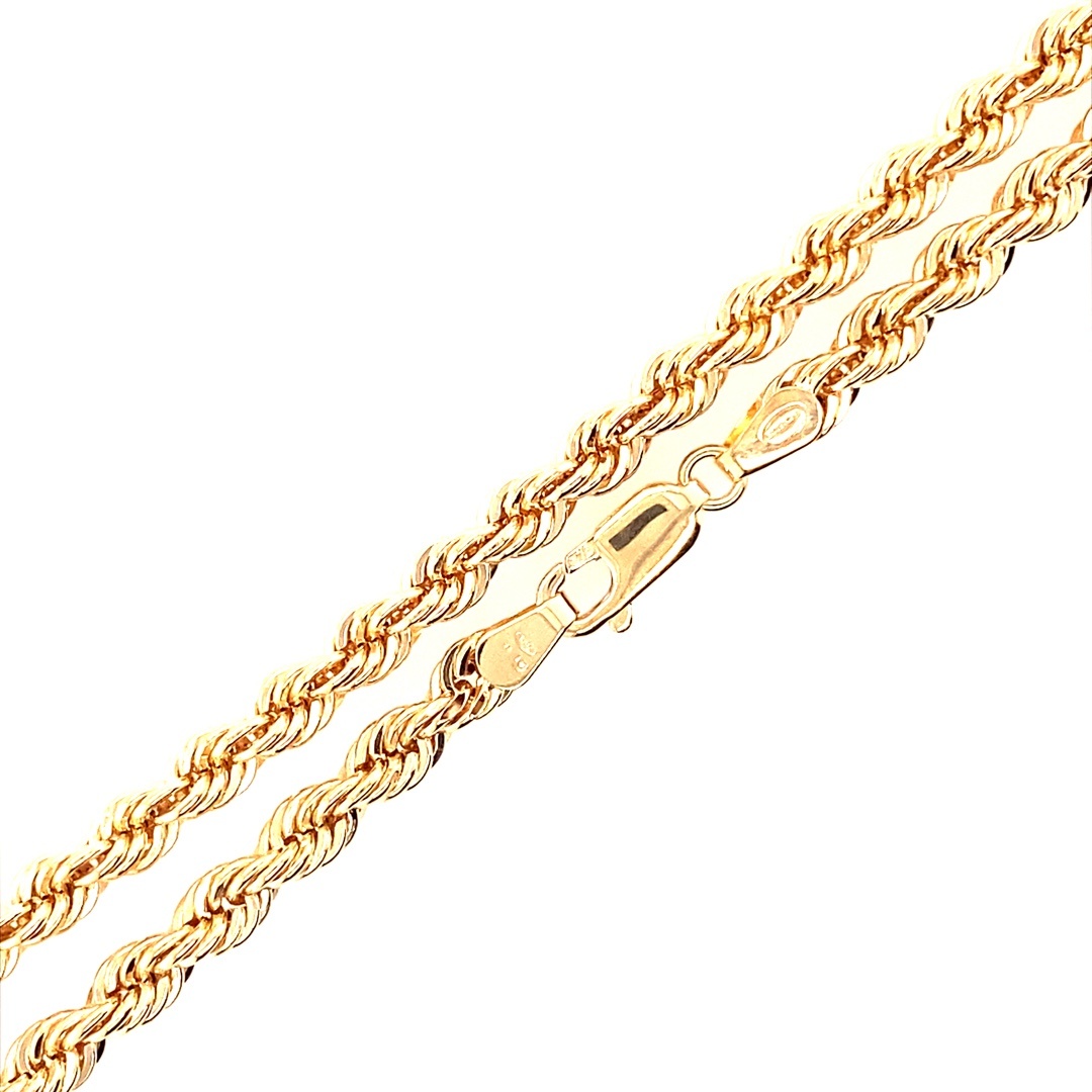 9CT YG ROPE BRACELET+CHAIN - 4.3MM <br/>5528