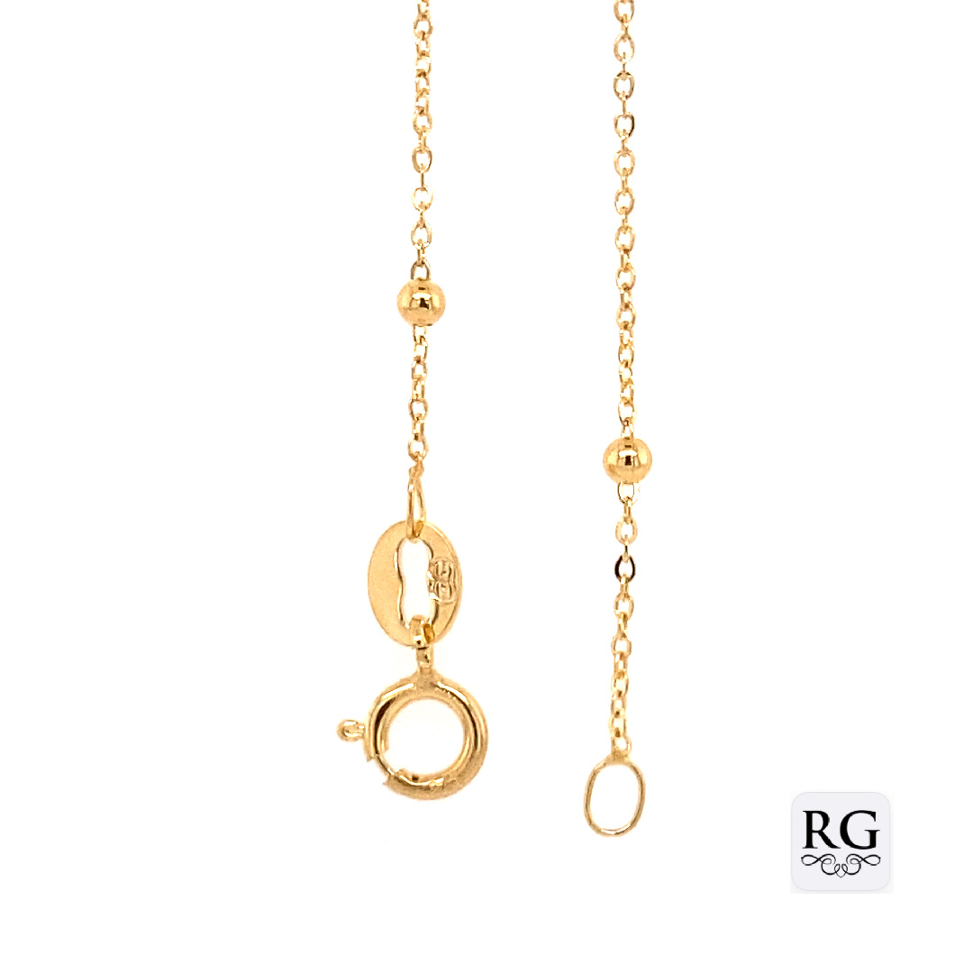 9CT YG BALLS ON ANCHOR CHAIN - 0.8+1.75MM - 0.8g <br/>5535.45 - Image 2