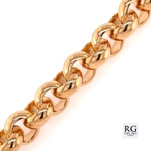 9CT YG BELCHER BRACELET+CHAIN - 8MM <br/>5536