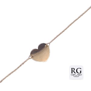 9CT YG HEART DISC ON ANCHOR BRACELET - 0.48g <br/>5560.18