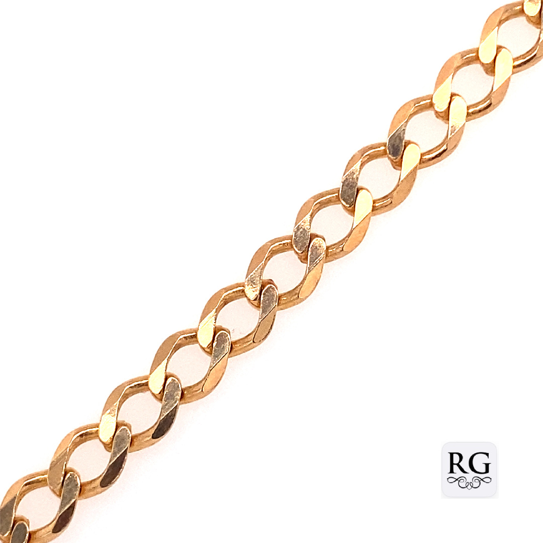 9CT YG BEVEL EDGE OVAL CURB CHAIN - 4MM <br/>5587