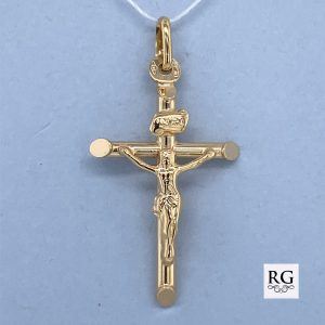 9CT YG HOLLOW CRUSIFIX TUBE CROSS - 34X17 - 1.15g <br/>560