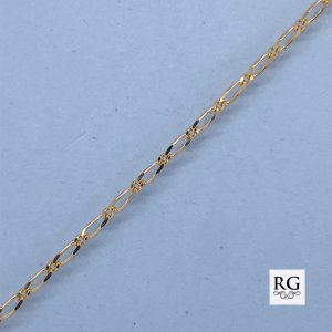 9CT YG 1X1 FIGARO CHAIN - 1.5MM - 46CM - 2g