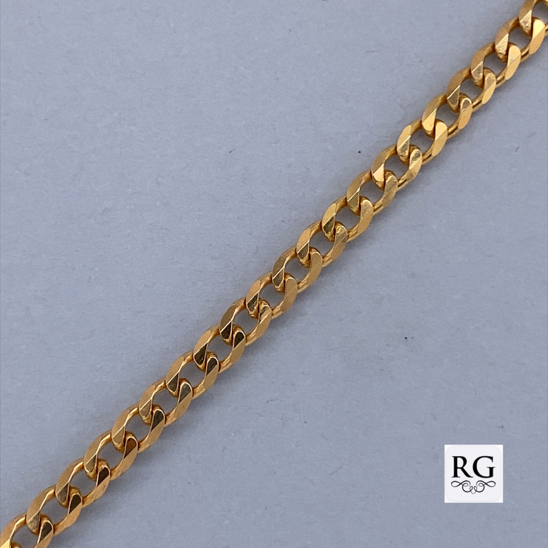 9CT YG BEVEL EDGE CURB LINK CHAIN - 2.9MM - 7g <br/>5606.45