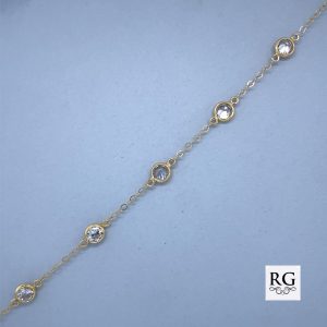 9CT YG CZ'S IN FLAT ANCHOR CHAIN - 1.4MM - 1.4g  <br/>5670.45